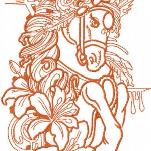 Red circus horse embroidery design