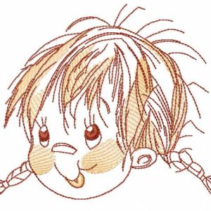 Red hair funny girl embroidery design