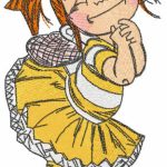 Red hair happy girl embroidery design