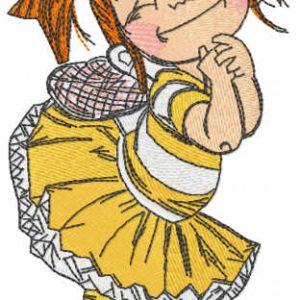 Red hair happy girl embroidery design