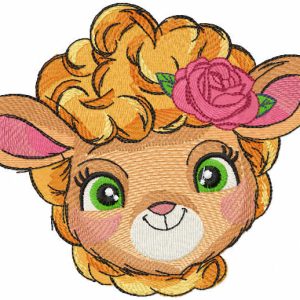 Red smiling sheep embroidery design