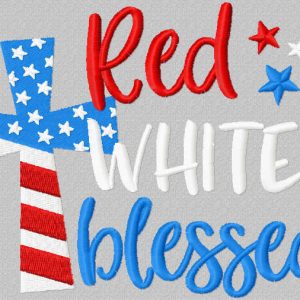 Red white blessed embroidery design