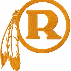 Redskins r one colored logo embroidery design