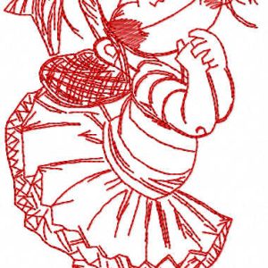 Redwork happy girl embroidery design