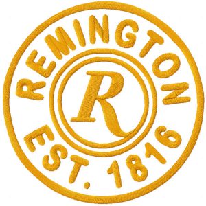 Remington pin logo embroidery design