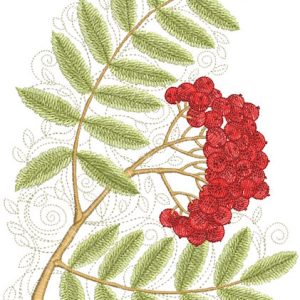 Ripe mountain ash embroidery design