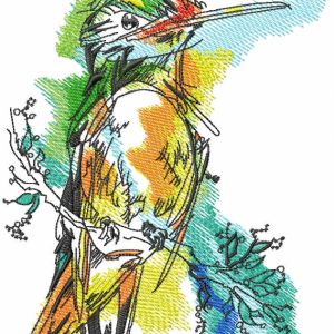 Robin watercolor drawing embroidery design