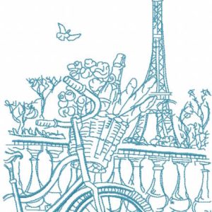 Romance of Parisian morning sketch embroidery design