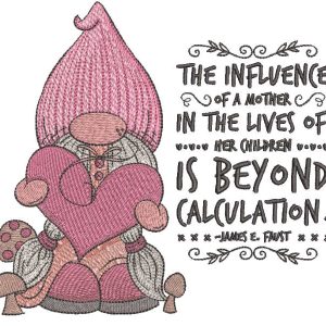 Romantic gnome girl keep heart wish embroidery design