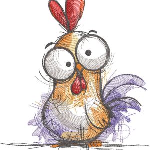 Rooster bright sketch embroidery design