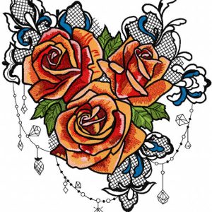 Rose bouquet embroidery design