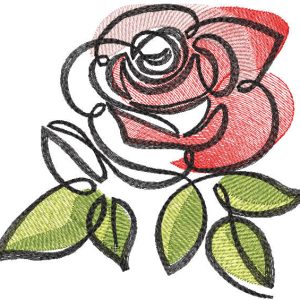 Rose colored sketch embroidery design