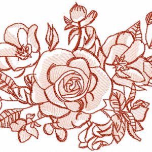 Roses bouquet vintage embroidery design