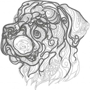 Rottweiler sketch embroidery design