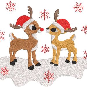 Rudolf red nose and friend embroidery design