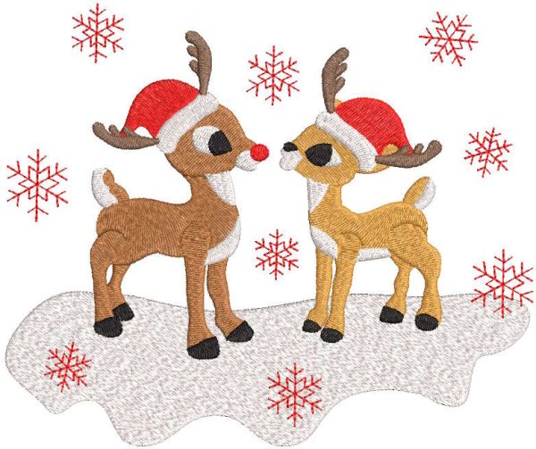 Rudolf red nose and friend embroidery design