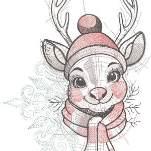 Rudolf Christmas sketch embroidery design