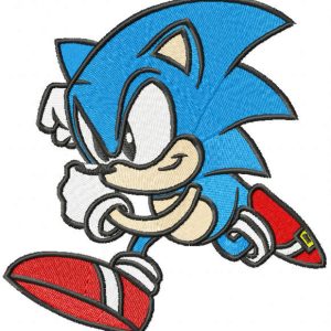 Running Sonic the Hedgehog embroidery design