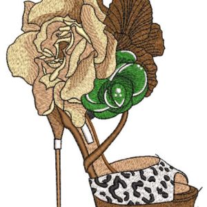 Runway shoes high heels decorated rose embroidery design