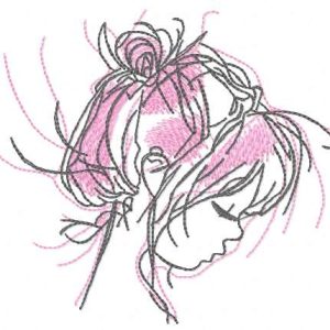 Sad baby girl embroidery design