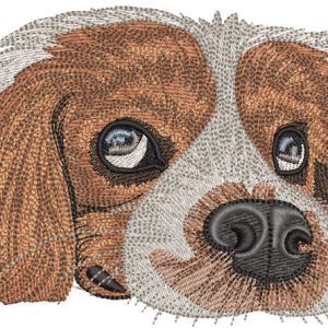 Sad dog is waiting for the owner embroidery design