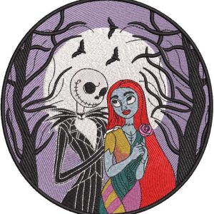Sally and jack romantic walk embroidery design