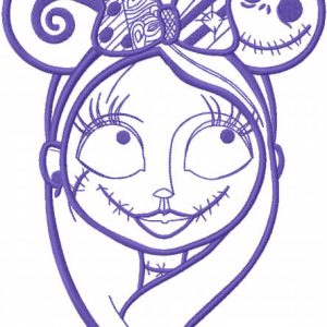 Sally mickey ears one colored embroidery design