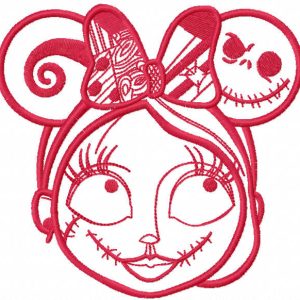 Sally mickey mouse ears one color embroidery design