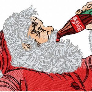 Santa Claus drink coca cola embroidery design