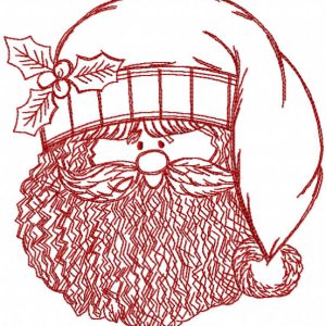 Santa Claus redwork embroidery design