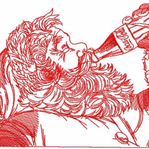 Santa Claus with coca cola redwork embroidery design