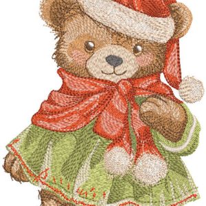 Vintage Santa bear in a coat embroidery design