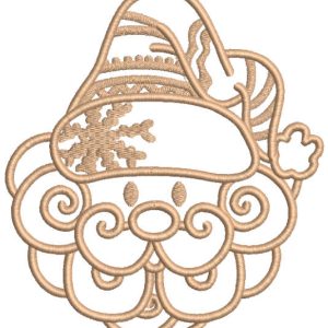 Santa in a knitted hat in one color embroidery design