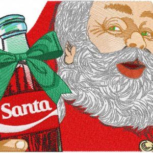Santa present bottle embroidery design