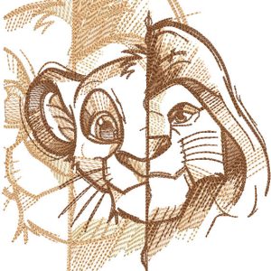 Scar Simba sketch embroidery design