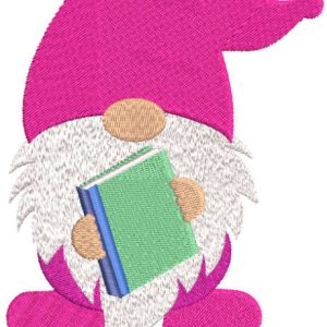 School dwarf with book embroidery design