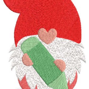 School gnome with pencil embroidery design