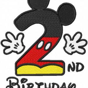 Second birthday Mickey embroidery design