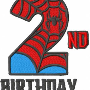 Second spiderman birthday embroidery design