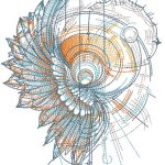 Shell and feathers embroidery design