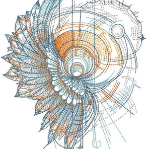 Shell and feathers embroidery design