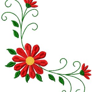 Simple red flower embroidery design
