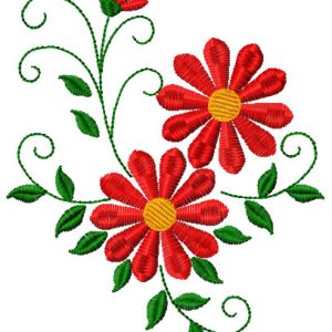 Simple red flowers embroidery design