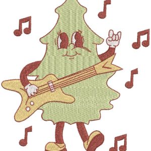 Singing Christmas tree embroidery design