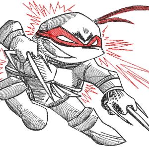 Sketch Raphael attack embroidery design