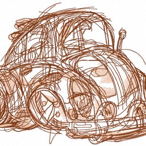 Sketch of beetle car embroidery design