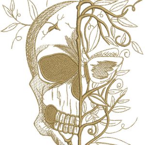 Skull spring embroidery design