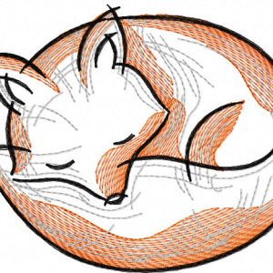 Sleeping little fox embroidery design