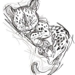 Sleeping Jaguar Cub embroidery design