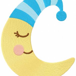 Sleeping crescent embroidery design